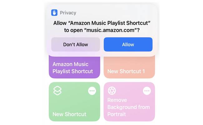 iphone shortcut to play amazon music