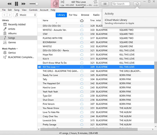 itunes activity icloud music library