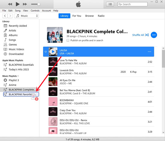 itunes add songs to playlist