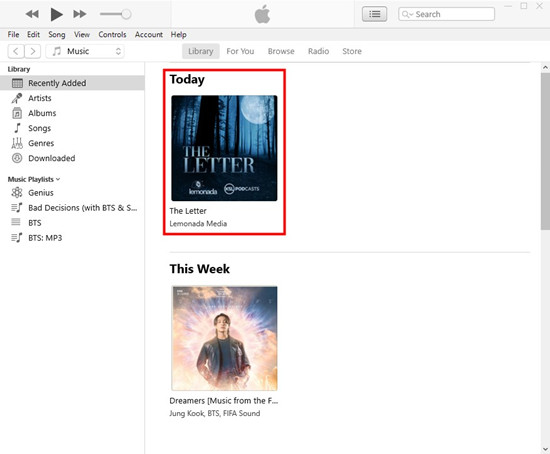itunes added podcast reccently added