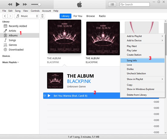 itunes album split album song info