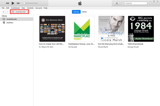 Audiobooks section in iTunes