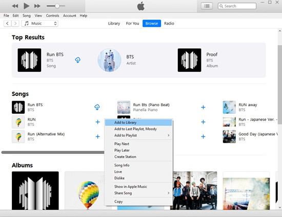 itunes browse add to library