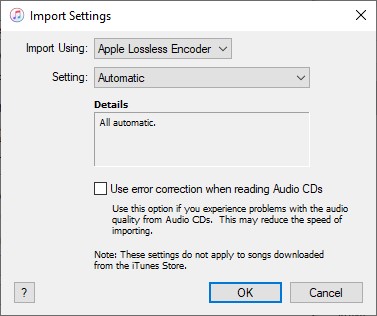 itunes edit preferences general impport settings import using