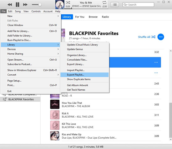 itunes file library export playlist