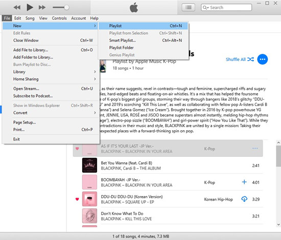itunes file new playlist