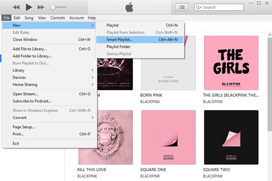 itunes file new smart playlist