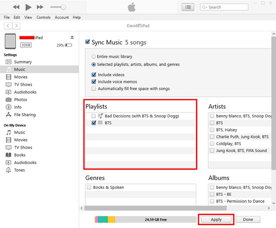 itunes ipod sync music