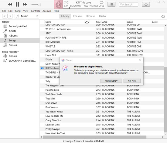 itunes merge with icloud music library
