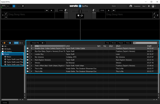 itunes on serato dj pro