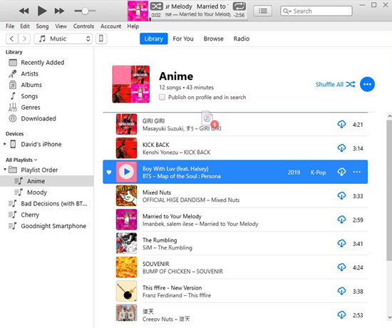 itunes playlist order drag and drop