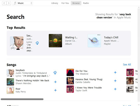itunes search for clean version