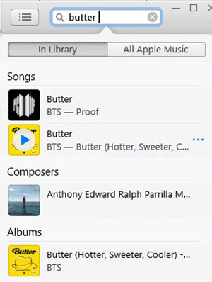 itunes search in library all apple music