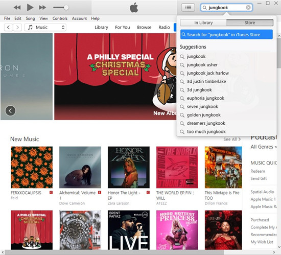 itunes search in store