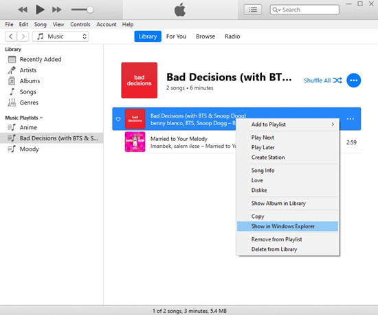 itunes show in winodws explorer