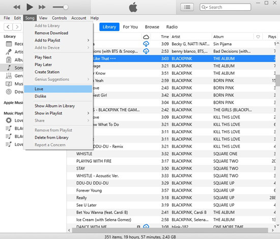 itunes song love