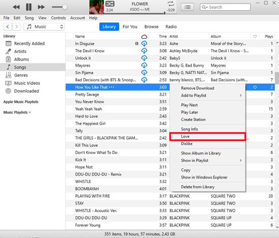 itunes songs love a song