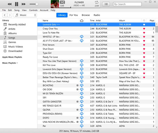 itunes songs loved column