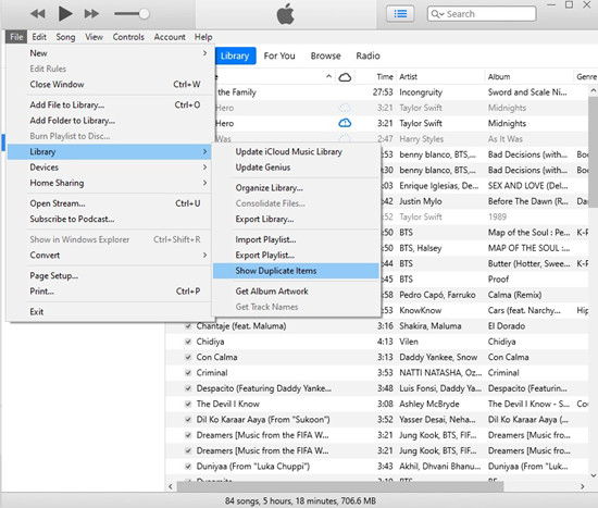 itunes songs show duplicate items
