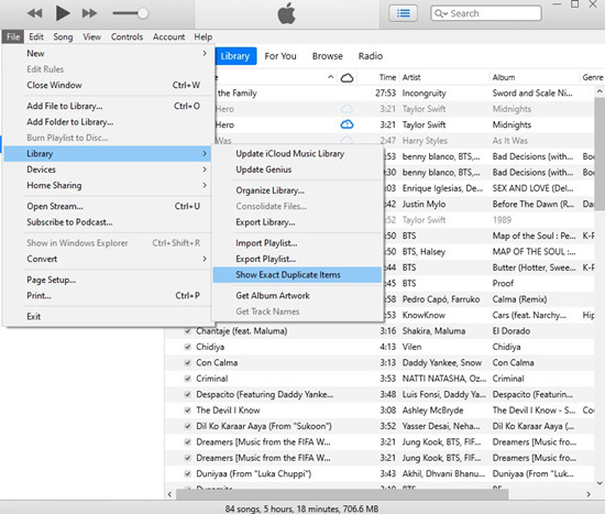 itunes songs show exact duplicate items