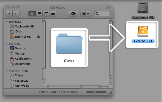 move itunes library to external HD
