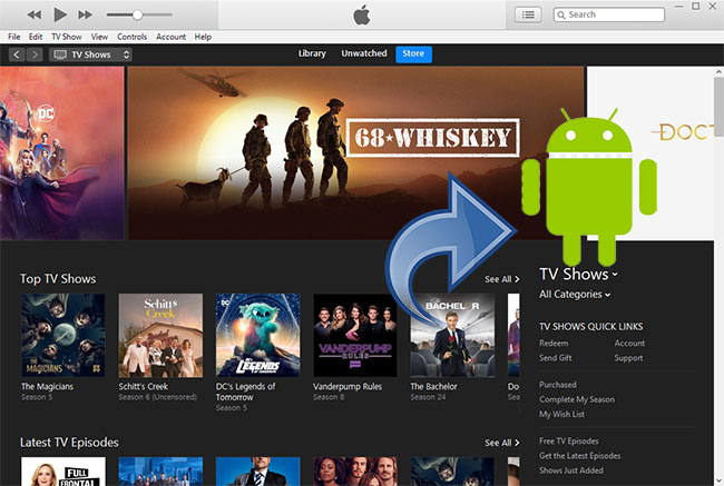 iTunes tv shows to android