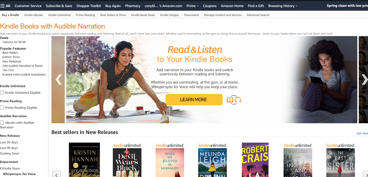 kindle books with audio companions page