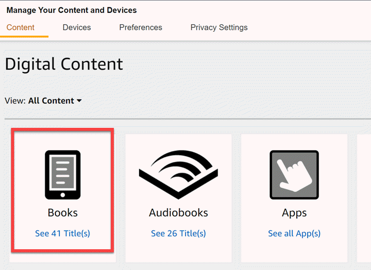 manage kindle books on amazon
