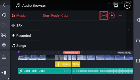 kinemaster media audio browser add songs