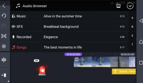 kinemaster media audio browser
