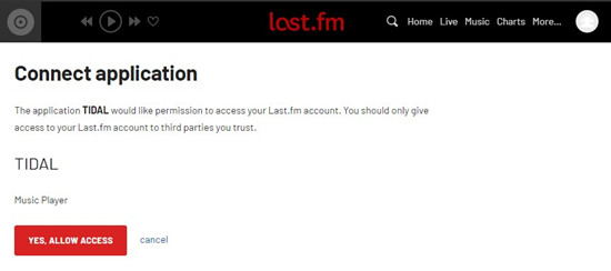 last fm connect tidal music player