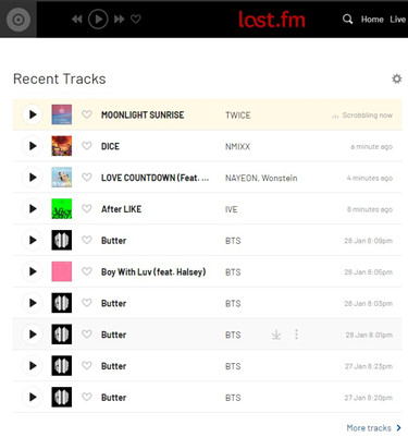 last fm profile recent tracks