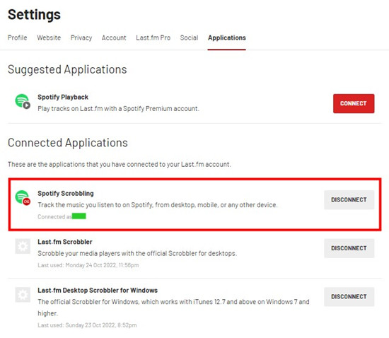last.fm spotify scrobbling disconnect