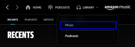 library music on Amazon Music app