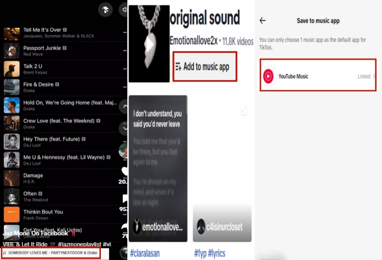 link youtube music to tiktok