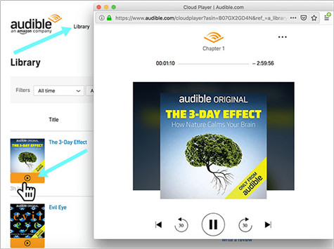 listen to audible audiobooks with cloud player