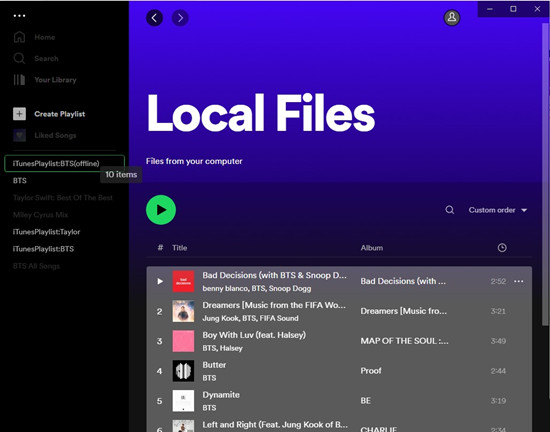 local files spotify playlist