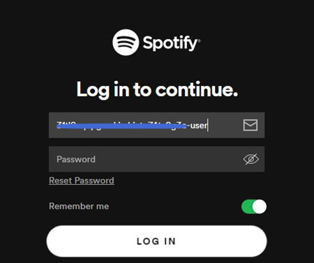 log in to spotify username