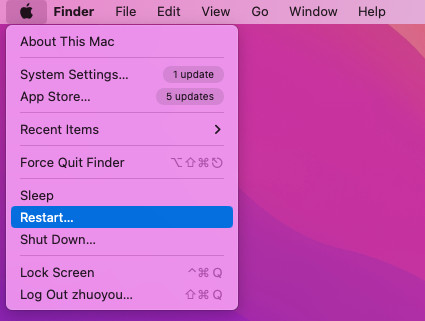 mac apple menu restart