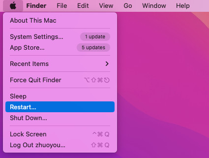 mac apple menu restart