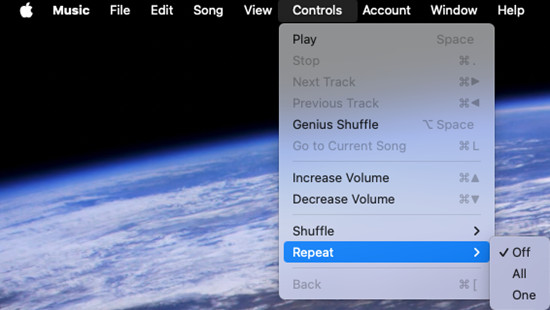 mac apple music controls repeat