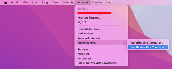 mac music authorizations deauthorize this computer