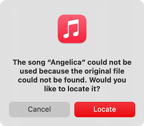 mac music library songs status invaid location message