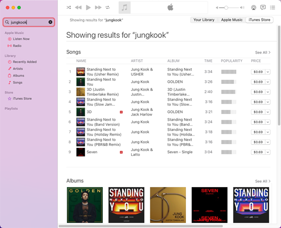 mac music search in itunes store