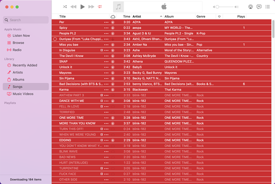 mac music songs select all