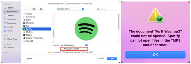 mac spotify cannot open music files