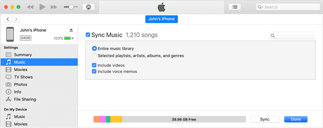 macos mojave itunes iphone summary click sync