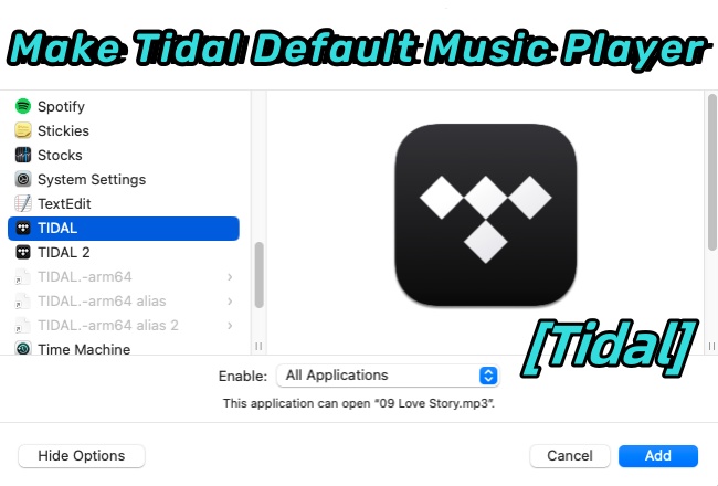 make tidal default music player