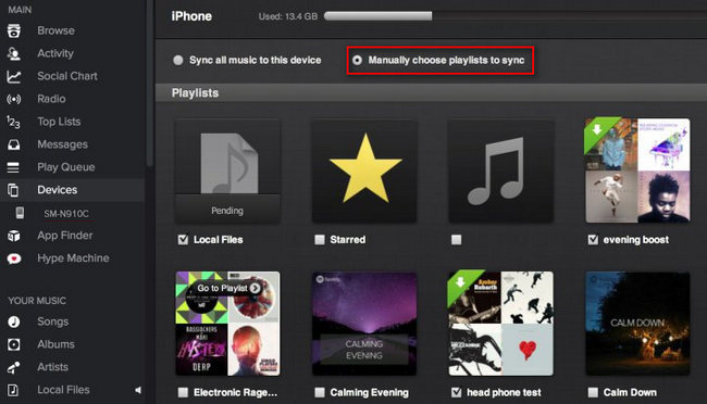manually choose spotify playlist