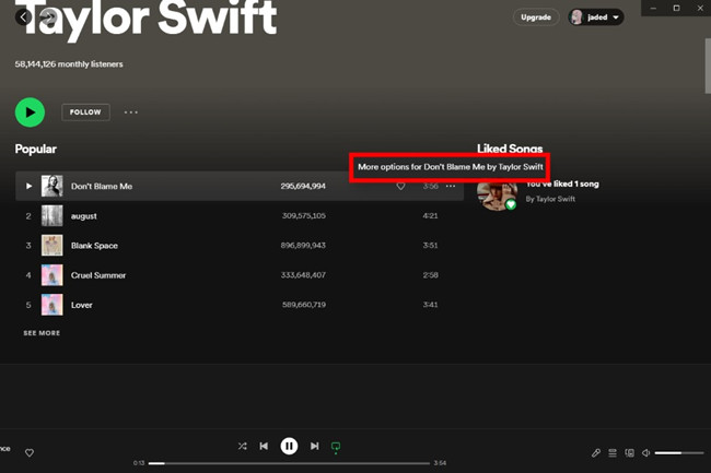 more options button to add songs to queue